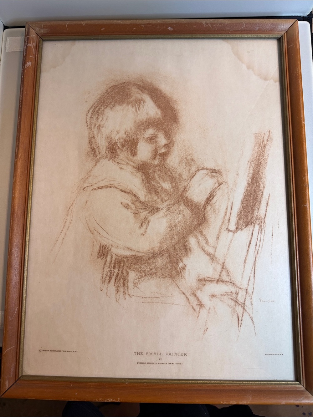 Vintage framed fine art print of The Small Painter French impressionist Renoir